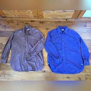 Lot of 2 Borrelli dress shirts Made in Italy - Size 17 L - MSRP $600